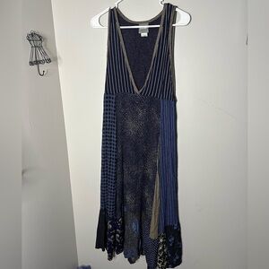 Staley Gretzinger Vtg Patchwork Dress Blue Womens One size